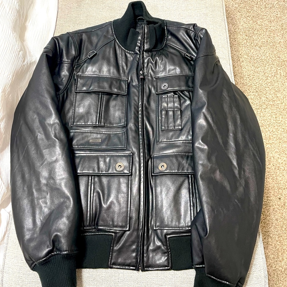Sean Jean Leather Jacket XL Black